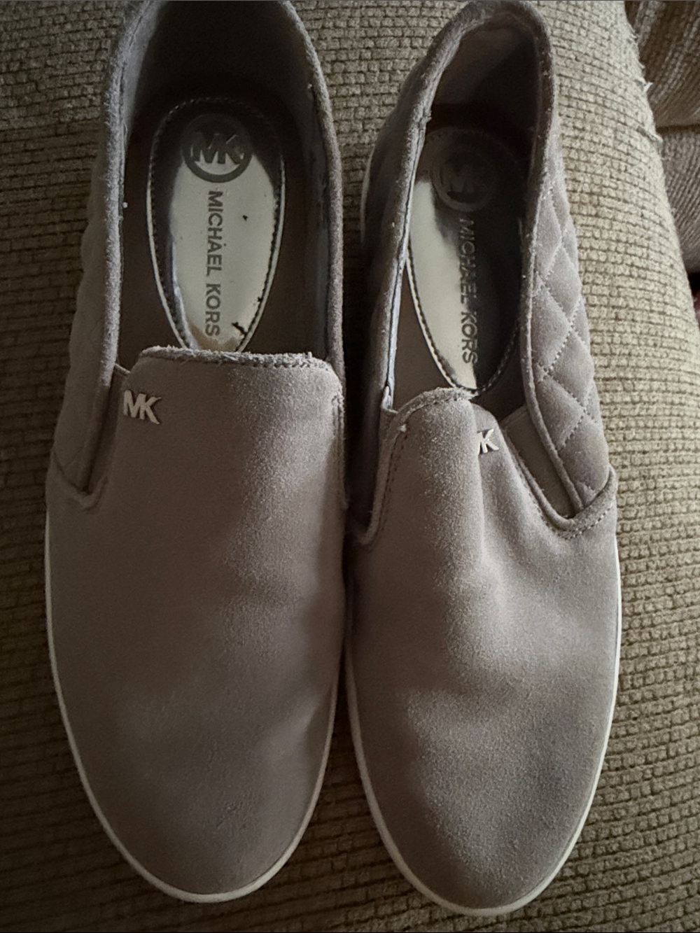 Michael Kors Taupe Quilted Slip-On Sneakers